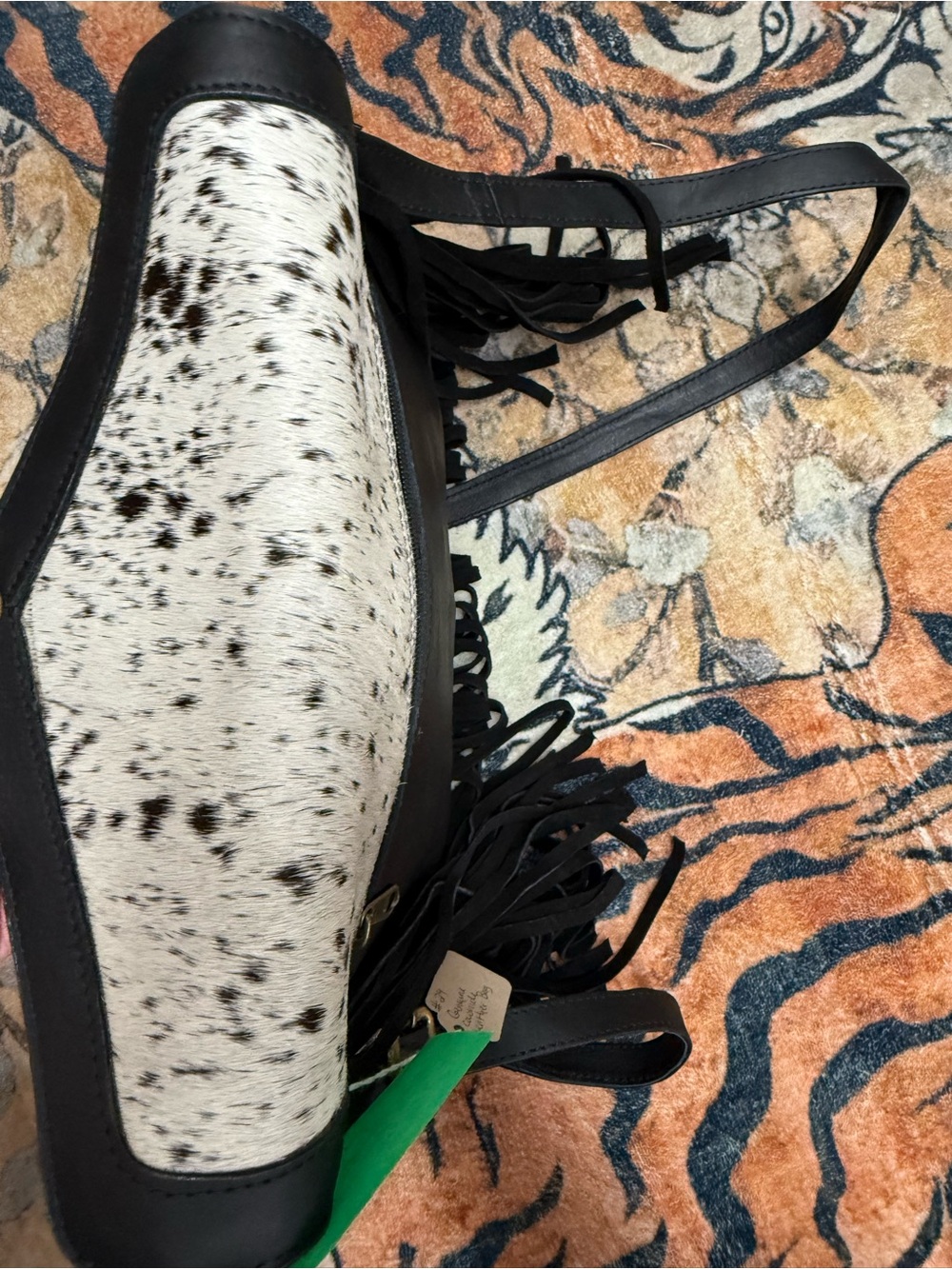 Genuine leather Cowhide w/hair. Fringe Cowhide Crossbody Bag. - Picture 7 of 13